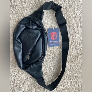 Black leather Fanny pack